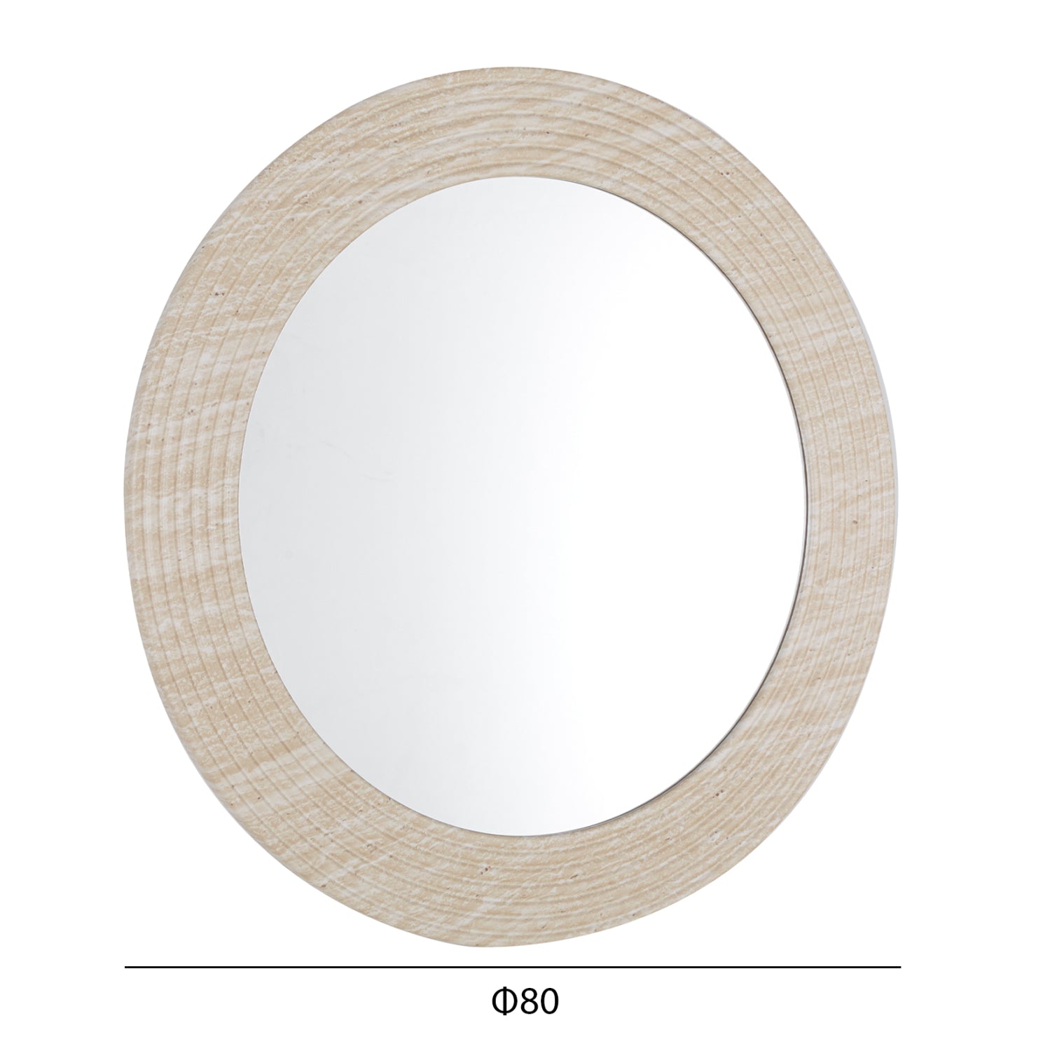 WALL ROUND MIRROR FONTE HM4880 MDF WITH PVC FRAME IN TRAVERTINE COLOR SCHEME Φ80cm