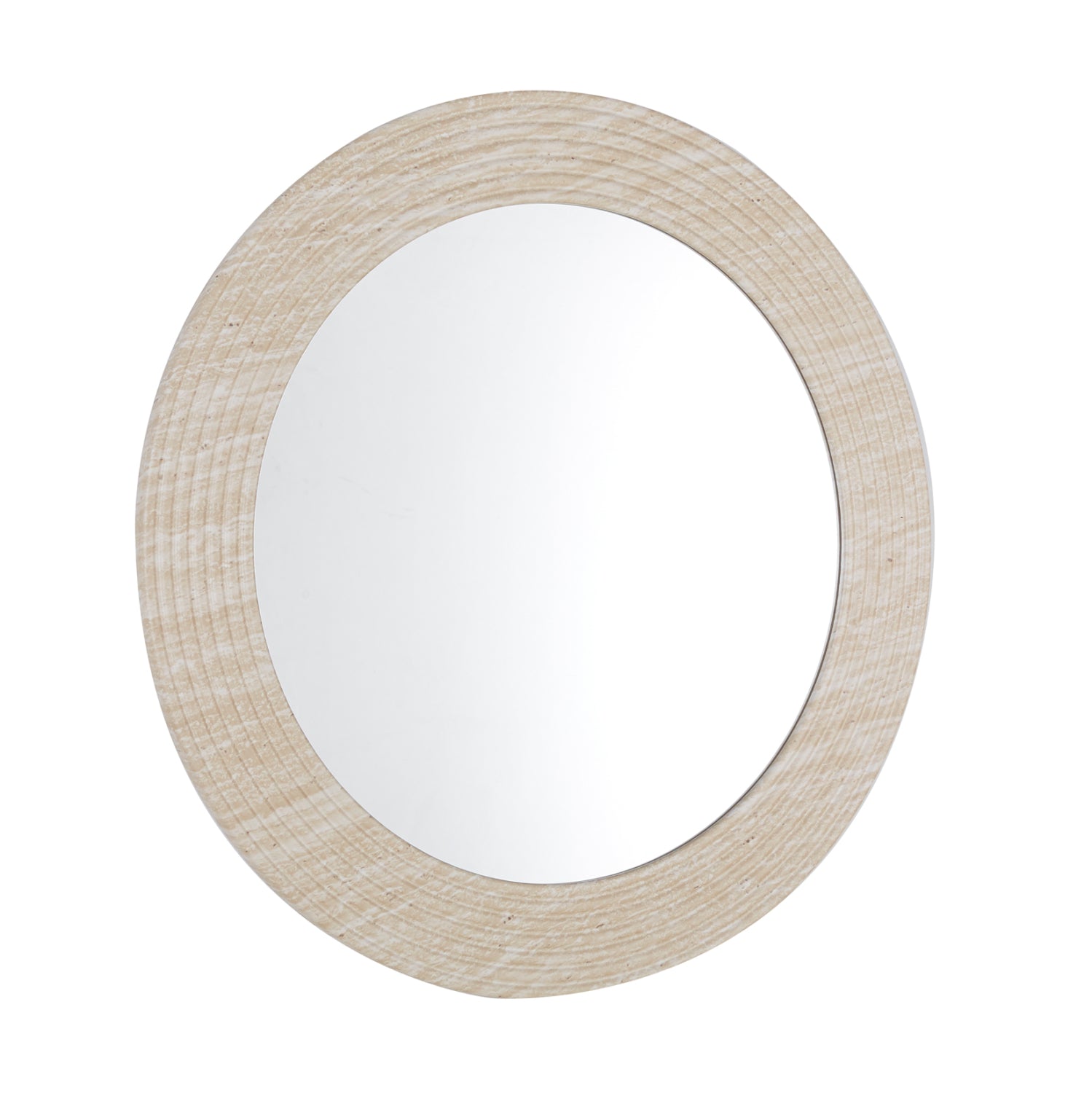 WALL ROUND MIRROR FONTE HM4880 MDF WITH PVC FRAME IN TRAVERTINE COLOR SCHEME Φ80cm