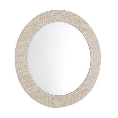 WALL ROUND MIRROR FONTE HM4880 MDF WITH PVC FRAME IN TRAVERTINE COLOR SCHEME Φ80cm