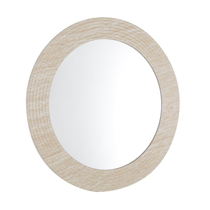 WALL ROUND MIRROR FONTE HM4880 MDF WITH PVC FRAME IN TRAVERTINE COLOR SCHEME Φ80cm