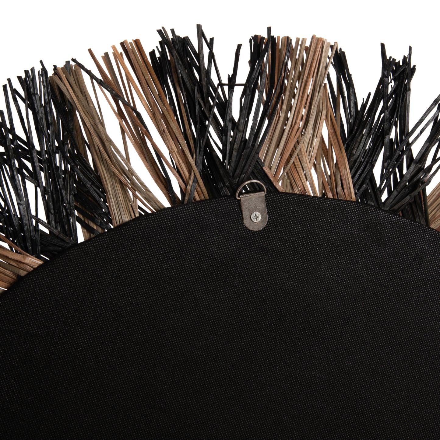 WALL MIRROR ROUND HM7833 KNITTED MENDONG GRASS FRAME IN BLACK&NATURAL COLOR Φ70cm.