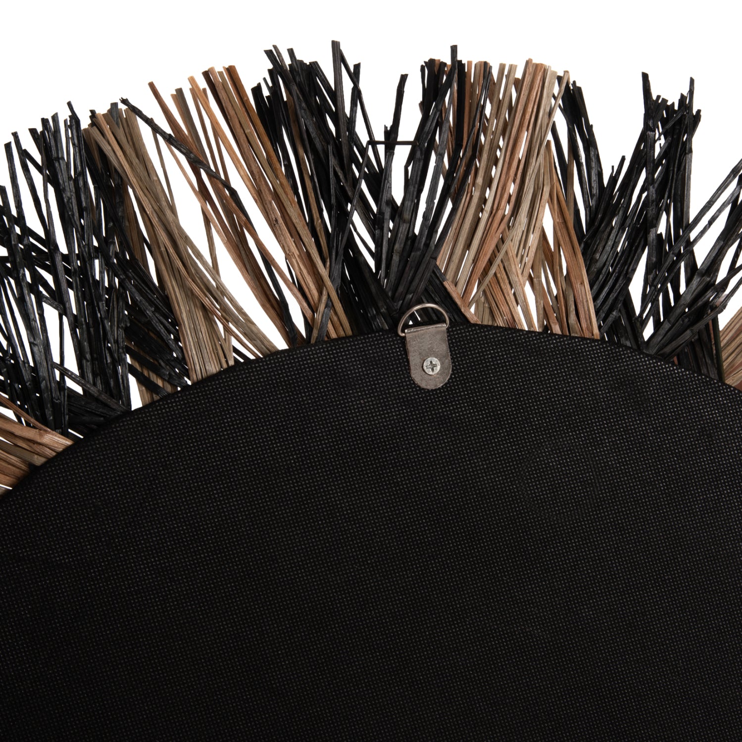 WALL MIRROR ROUND HM7833 KNITTED MENDONG GRASS FRAME IN BLACK&NATURAL COLOR Φ70cm.