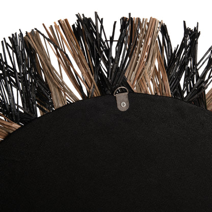 WALL MIRROR ROUND HM7833 KNITTED MENDONG GRASS FRAME IN BLACK&NATURAL COLOR Φ70cm.