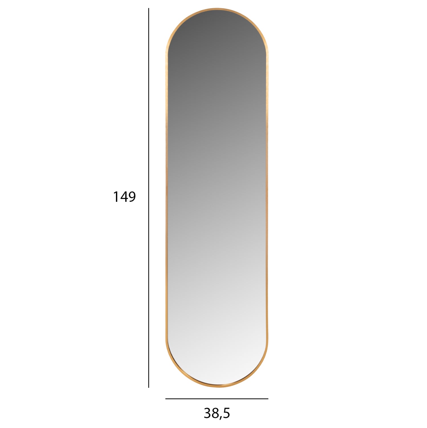 WALL MIRROR HM9581.30 TALL OVAL GOLD ALUMINUM FRAME 38,5x4x149Hcm.
