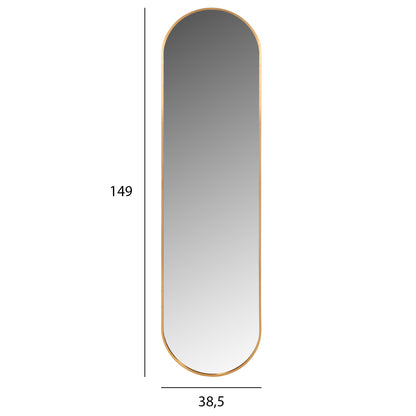WALL MIRROR HM9581.30 TALL OVAL GOLD ALUMINUM FRAME 38,5x4x149Hcm.