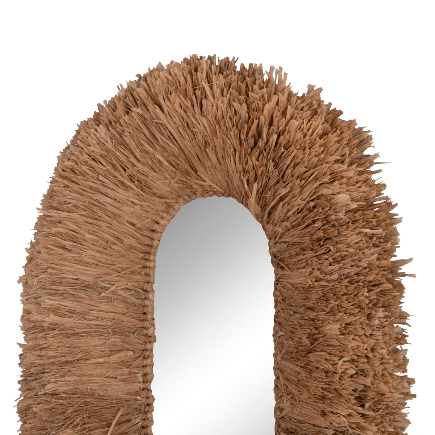 WALL MIRROR IN OVAL SHAPE HM4711 SISAL FIBERS FRAME IN NATURAL COLOR 95x60x15(thickness) cm.