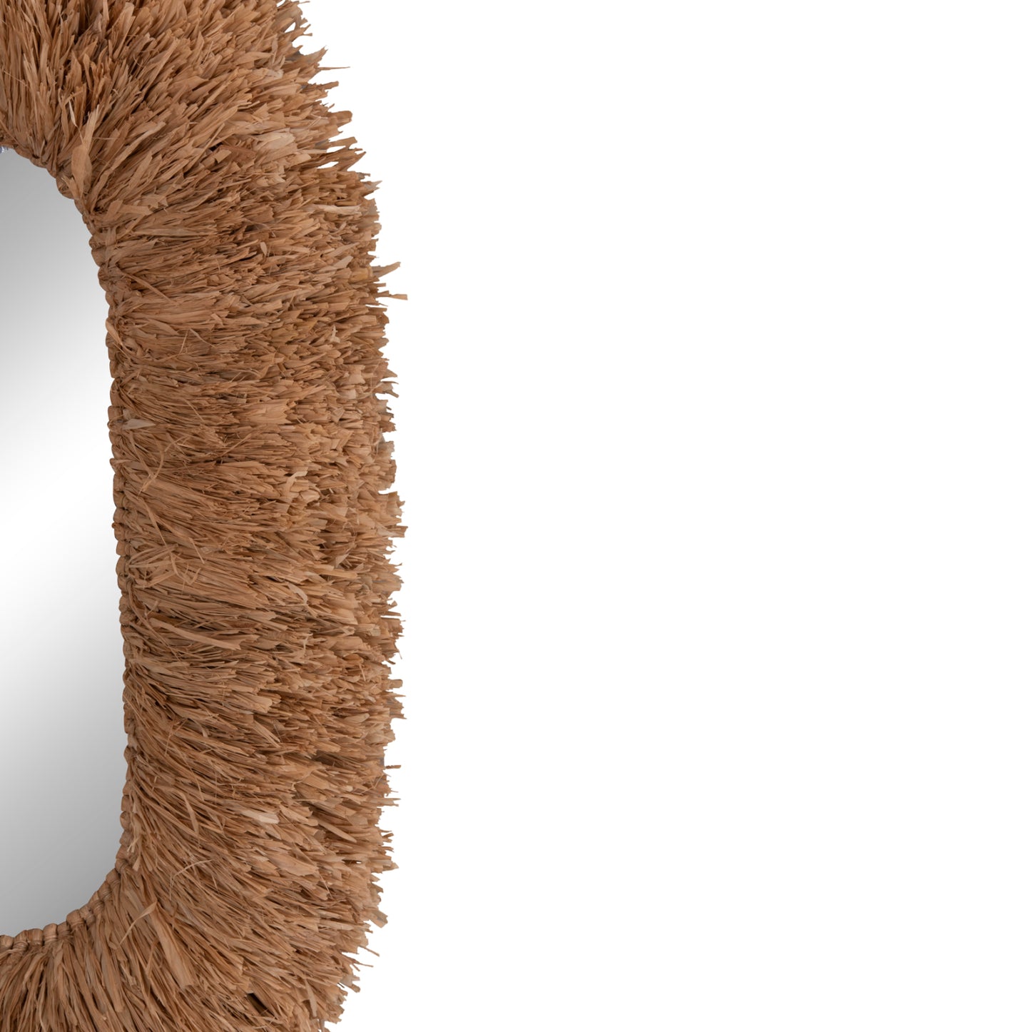 WALL MIRROR IN OVAL SHAPE HM4711 SISAL FIBERS FRAME IN NATURAL COLOR 95x60x15(thickness) cm.