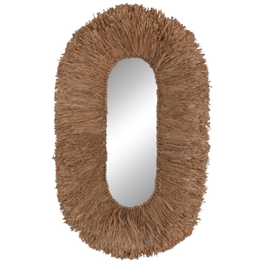 WALL MIRROR IN OVAL SHAPE HM4711 SISAL FIBERS FRAME IN NATURAL COLOR 95x60x15(thickness) cm.