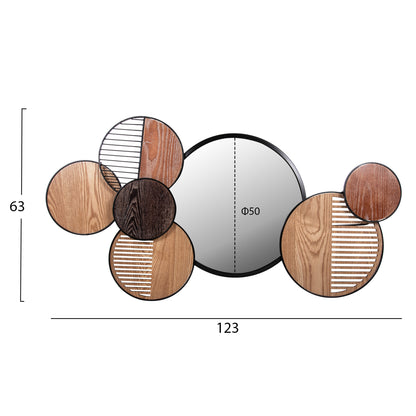 WALL MIRROR ROUND DAVION HM4217 MDF-BLACK METAL 123x5x63Hcm.