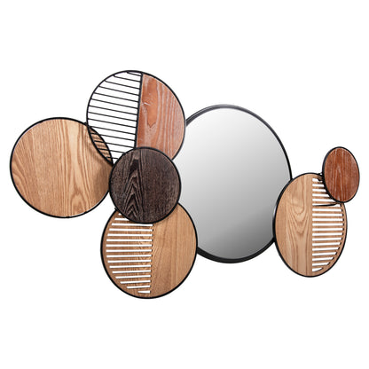 WALL MIRROR ROUND DAVION HM4217 MDF-BLACK METAL 123x5x63Hcm.