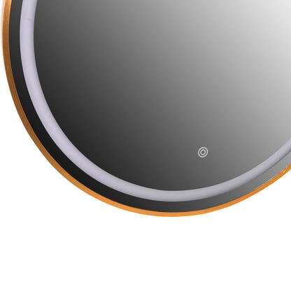 WALL MIRROR ROUNDER HM4503.30 ALUMINUM FRAME IN GOLDEN-LED LIGHTING Φ80cm.
