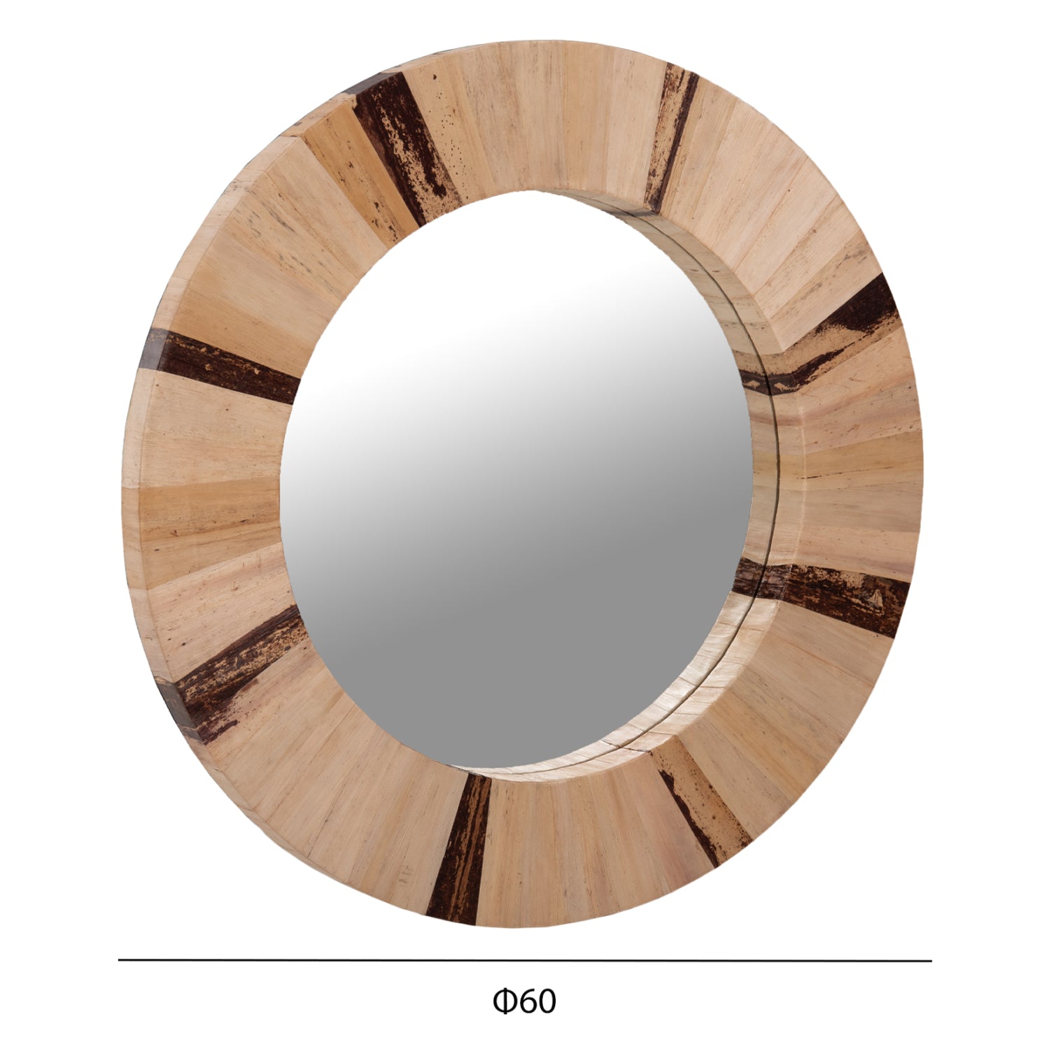 WALL MIRROR ROUND HM7837 DRIED PALM LEAF FIBER FRAME IN NATURAL COLOR Φ60x4cm.