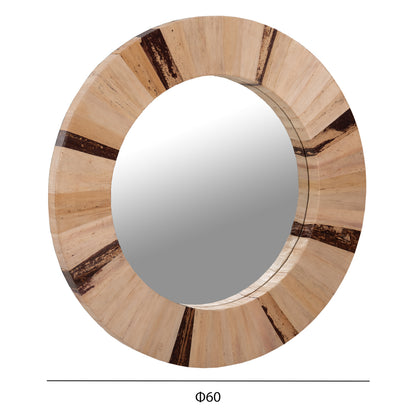 WALL MIRROR ROUND HM7837 DRIED PALM LEAF FIBER FRAME IN NATURAL COLOR Φ60x4cm.