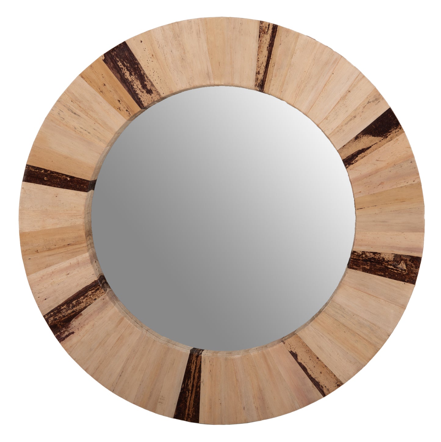WALL MIRROR ROUND HM7837 DRIED PALM LEAF FIBER FRAME IN NATURAL COLOR Φ60x4cm.