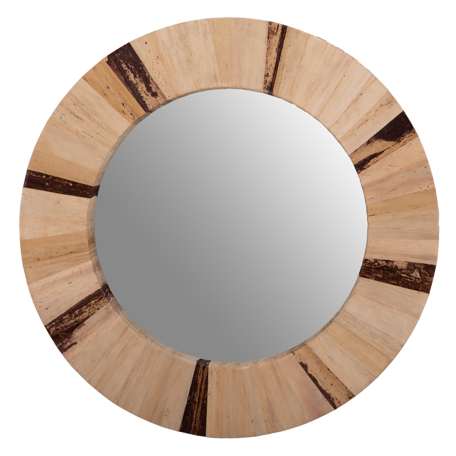 WALL MIRROR ROUND HM7837 DRIED PALM LEAF FIBER FRAME IN NATURAL COLOR Φ60x4cm.