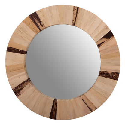 WALL MIRROR ROUND HM7837 DRIED PALM LEAF FIBER FRAME IN NATURAL COLOR Φ60x4cm.