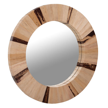WALL MIRROR ROUND HM7837 DRIED PALM LEAF FIBER FRAME IN NATURAL COLOR Φ60x4cm.