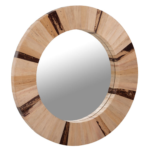 WALL MIRROR ROUND HM7837 DRIED PALM LEAF FIBER FRAME IN NATURAL COLOR Φ60x4cm.