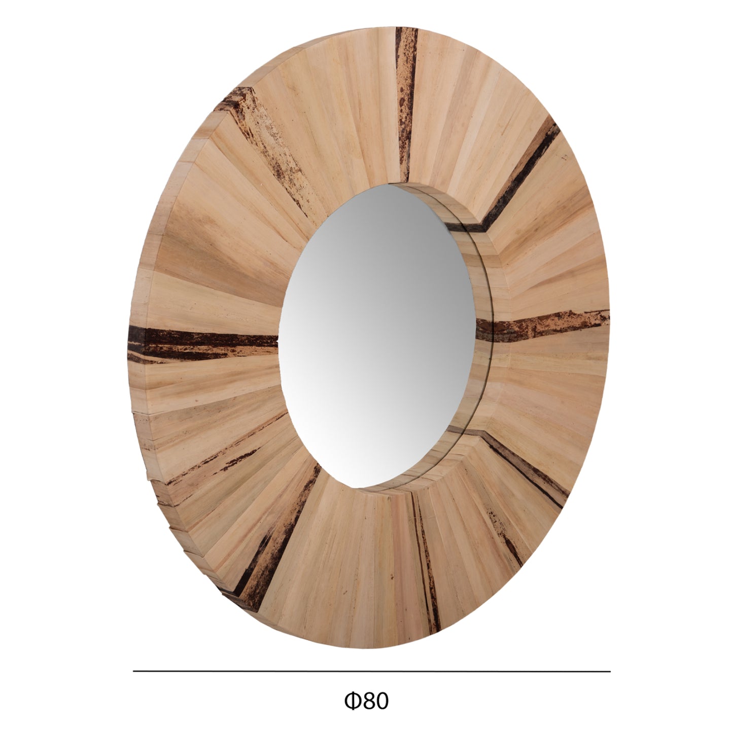 WALL MIRROR ROUND HM7838 DRIED PALM LEAF FIBER FRAME IN NATURAL COLOR  Φ80x4cm.