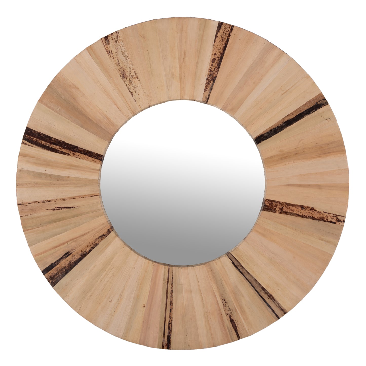 WALL MIRROR ROUND HM7838 DRIED PALM LEAF FIBER FRAME IN NATURAL COLOR  Φ80x4cm.
