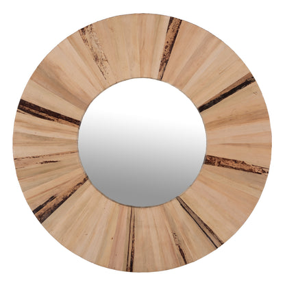 WALL MIRROR ROUND HM7838 DRIED PALM LEAF FIBER FRAME IN NATURAL COLOR  Φ80x4cm.