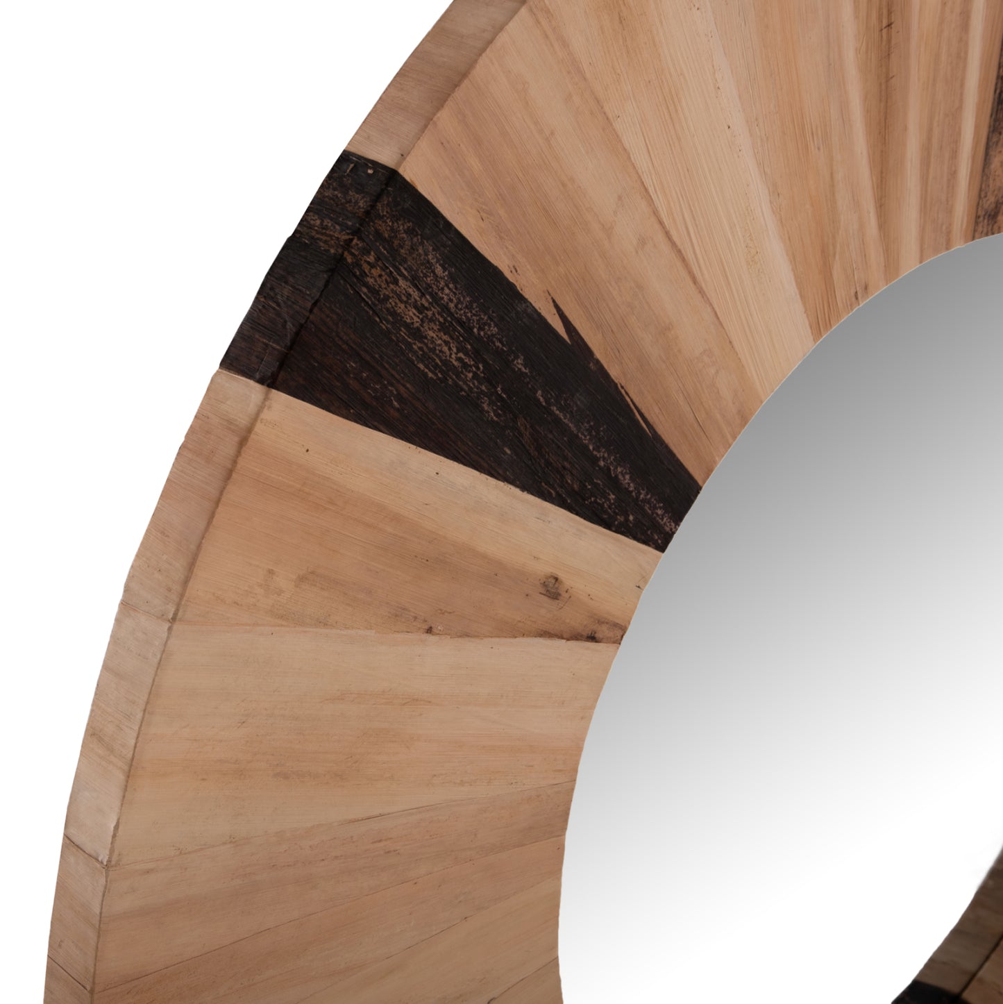 WALL MIRROR ROUND HM7839 DRIED PALM LEAF FIBER FRAME IN NATURAL COLOR Φ120x4cm.