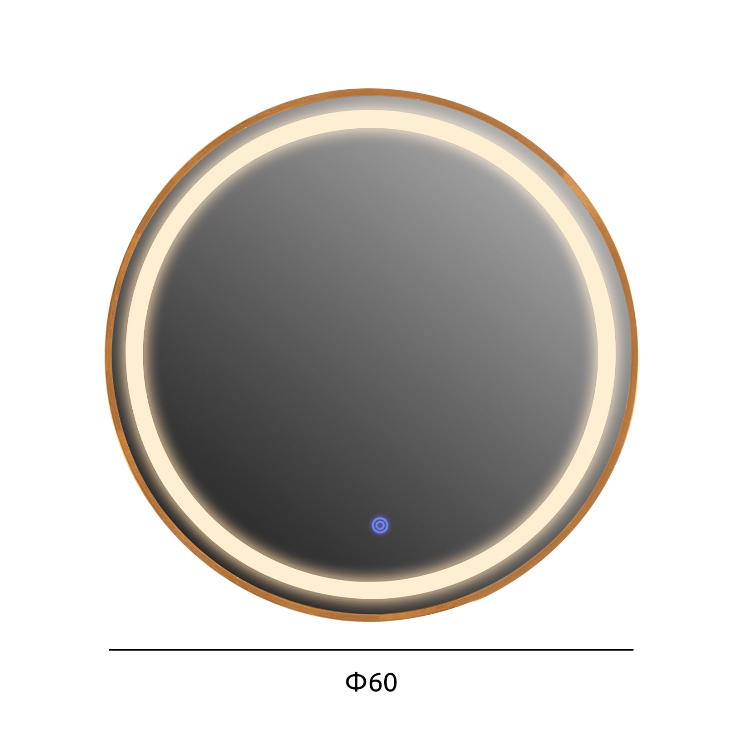 WALL MIRROR ROUND HM9580.30 ALUMINUM IN GOLD-LED LIGHT Φ60x3cm.
