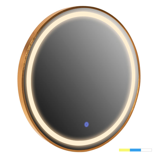 WALL MIRROR ROUND HM9580.30 ALUMINUM IN GOLD-LED LIGHT Φ60x3cm.