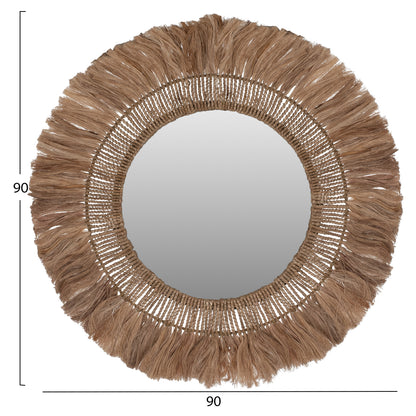 MIRROR ROUND WITH ABACA FIBER FRAME IN NATURAL COLOR 90x4x90Hcm.HM7736