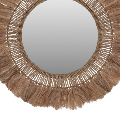 MIRROR ROUND WITH ABACA FIBER FRAME IN NATURAL COLOR 90x4x90Hcm.HM7736