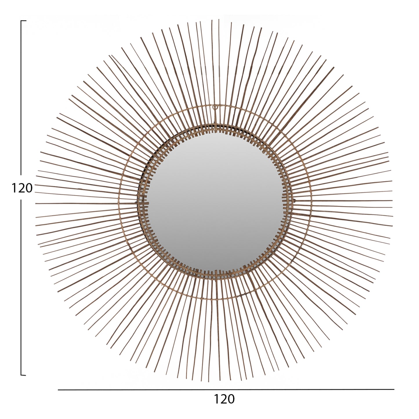 MIRROR ROUND WITH COCONUT STICKS FRAME IN NATURAL COLOR 120x4x120Hcm.HM7732