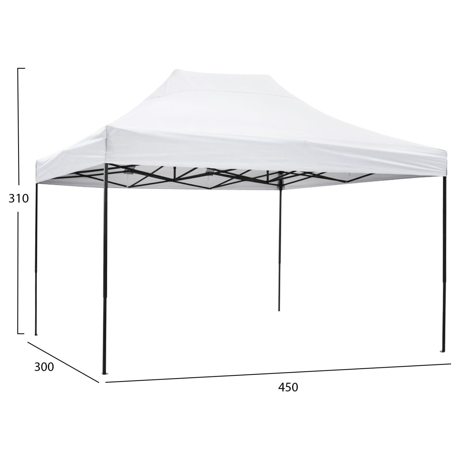 GAZEBO MATTHEW HM6311 FOLDABLE-METAL BLACK FRAME-WHITE SHADE 3x4.5x3.10Hm