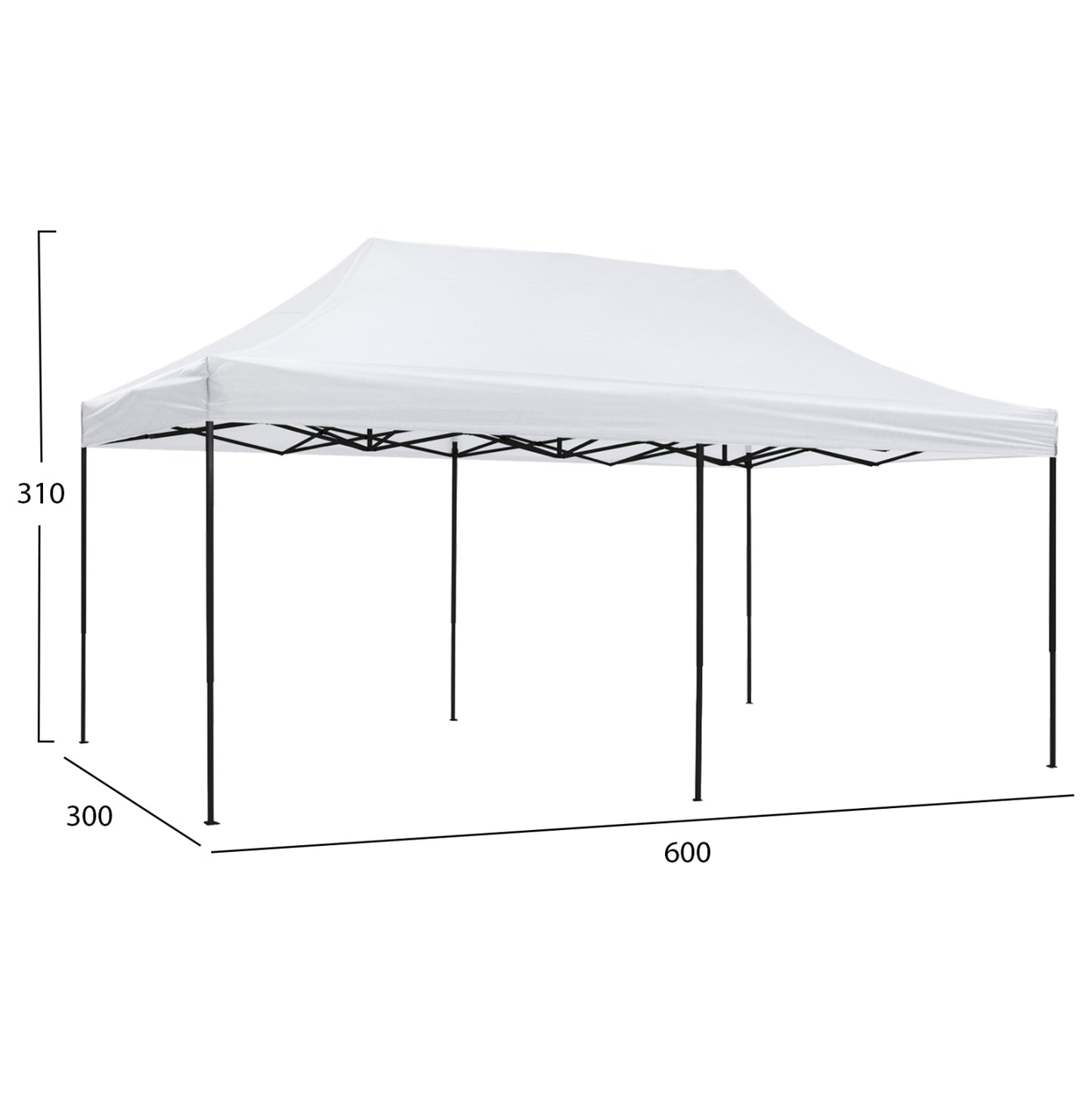 GAZEBO MATTHEW HM6312 FOLDABLE-METAL BLACK FRAME-WHITE SHADE 300x600x310Hcm
