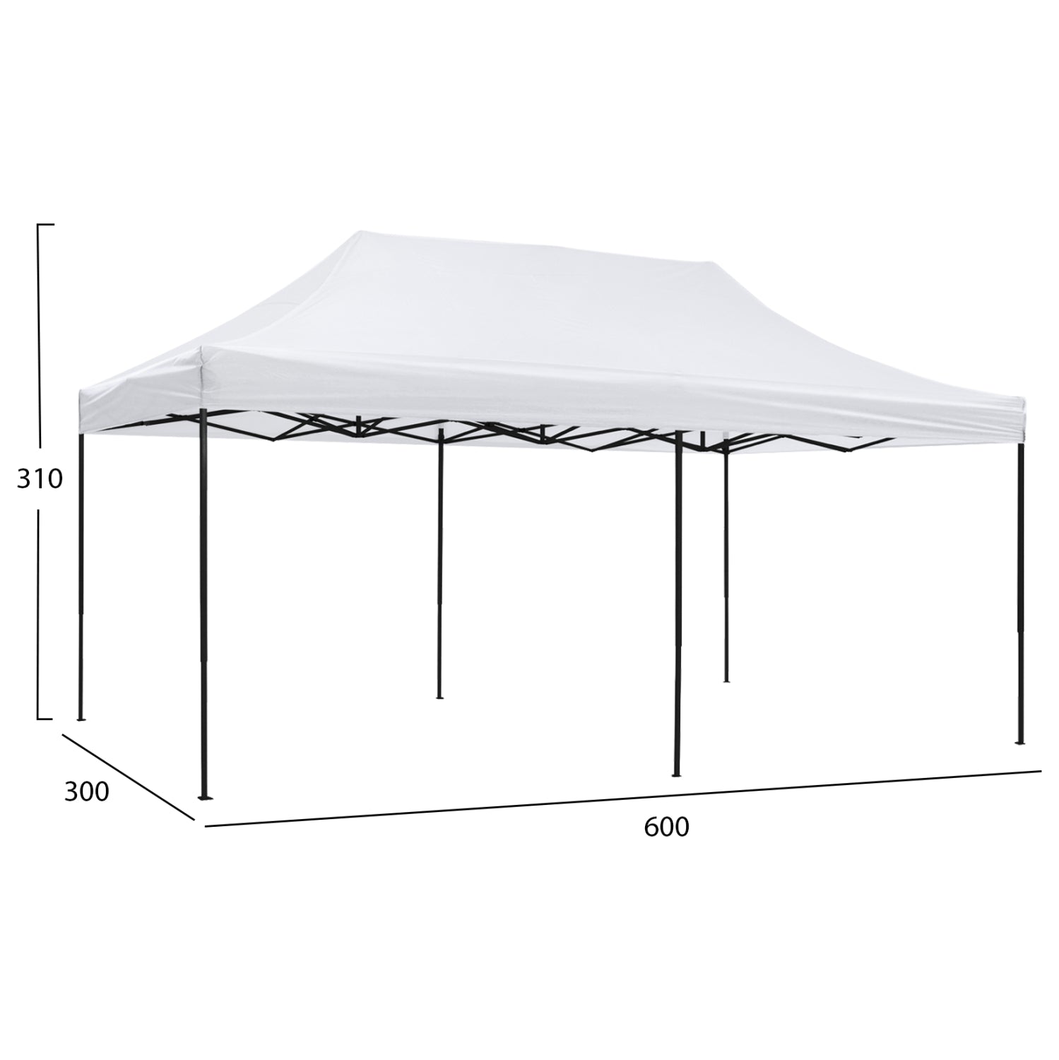 GAZEBO MATTHEW HM6312 FOLDABLE-METAL BLACK FRAME-WHITE SHADE 300x600x310Hcm