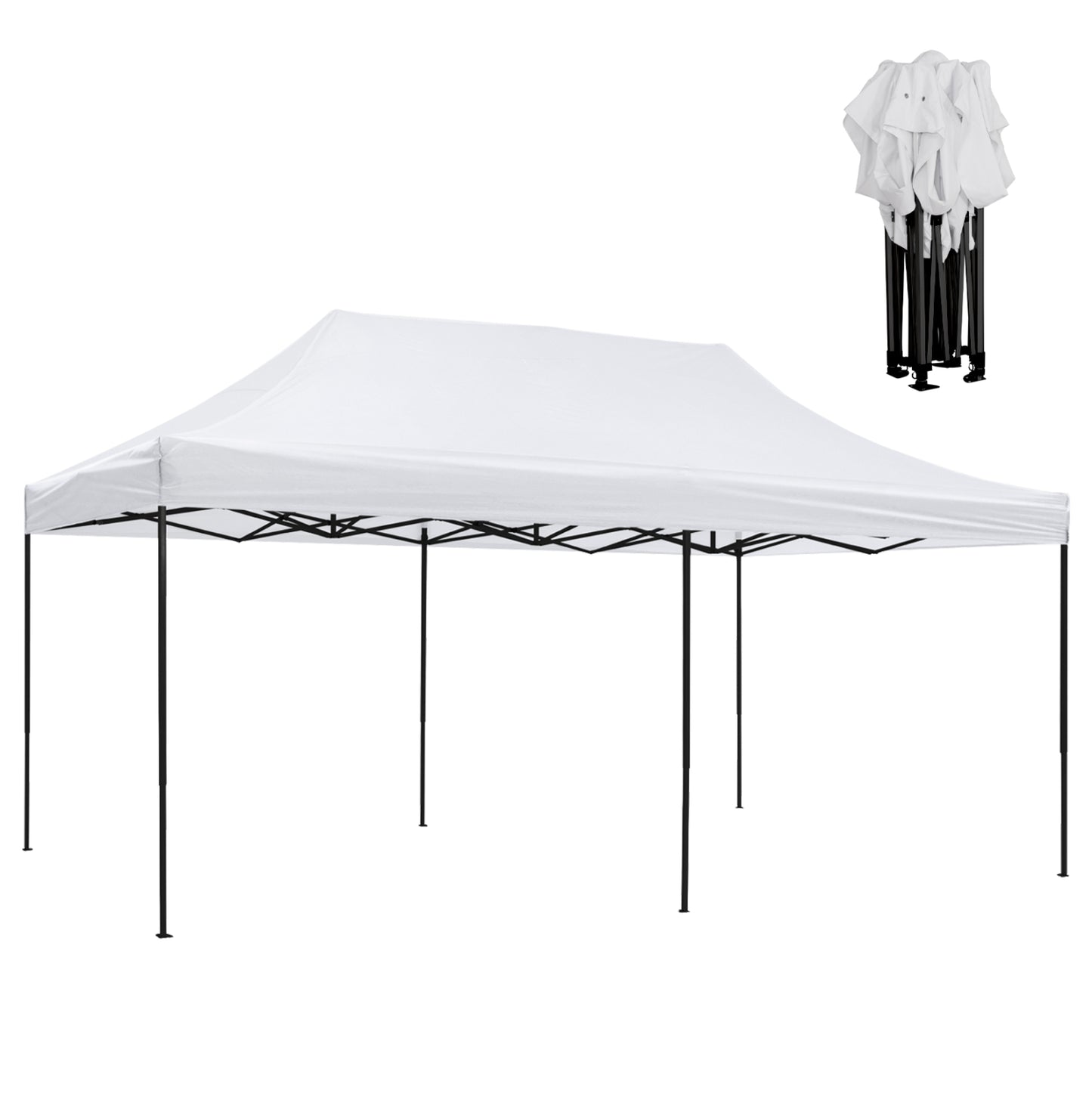 GAZEBO MATTHEW HM6312 FOLDABLE-METAL BLACK FRAME-WHITE SHADE 300x600x310Hcm