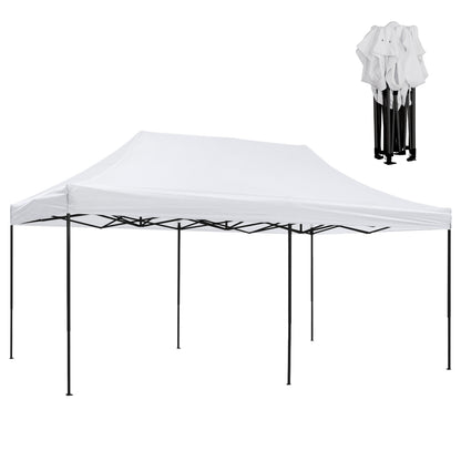 GAZEBO MATTHEW HM6312 FOLDABLE-METAL BLACK FRAME-WHITE SHADE 300x600x310Hcm