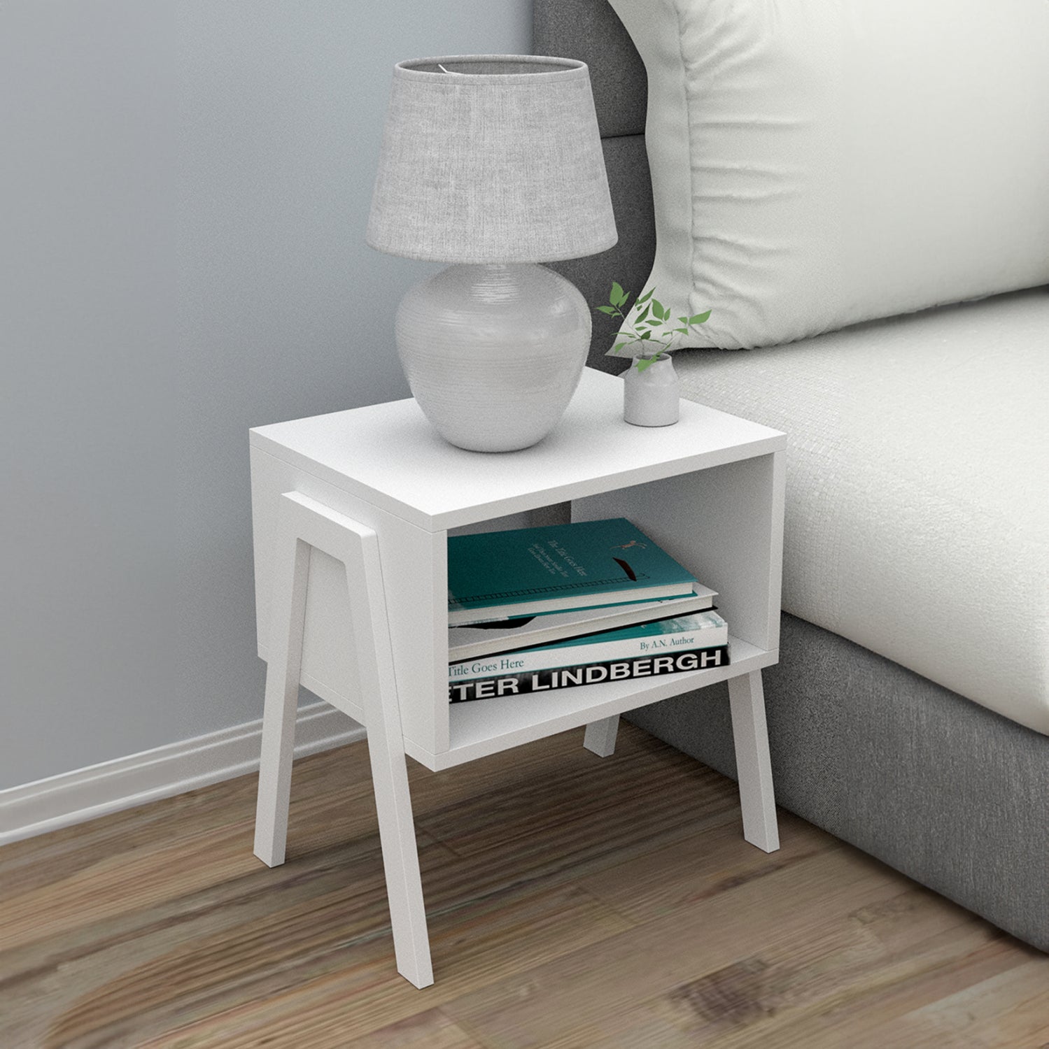 BEDSIDE STAND JAKE HM18182.01 MELAMINE IN WHITE 48x35x49Hcm.