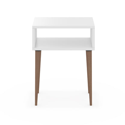 BEDSIDE STAND TODD HM18183.01 MELAMINE IN WHITE-LEGS IN NATURAL WOOD COLOR 45x30x58Hcm.