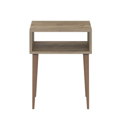 BEDSIDE STAND TODD HM18183.04 MELAMINE IN NATURAL OAK-LEGS IN NATURAL WOOD COLOR 45x30x58Hcm.