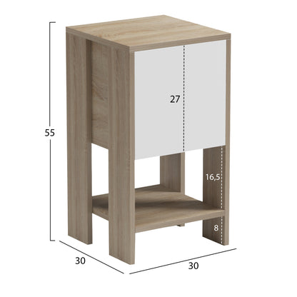 NIGHTSTAND ARGUS HM18378.11 MELAMINE IN WHITE/SONAMA 30x30x55Hcm.