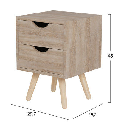 BEDSIDE STAND DINKL HM2472.01 MELAMINE-2 DRAWERS- SONAMA 29,7x29,7x45Hcm.