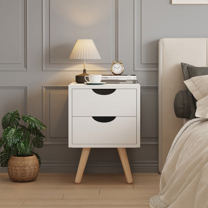 BEDSIDE STAND DINKL HM2472.03 MELAMINE-2 DRAWERS IN WHITE 29,7x29,7x45Hcm.