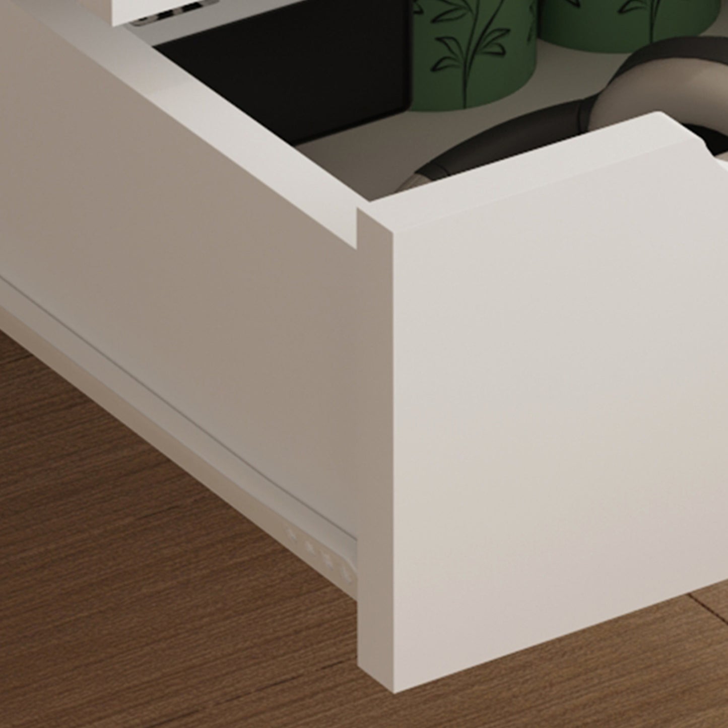 BEDSIDE STAND DINKL HM2472.03 MELAMINE-2 DRAWERS IN WHITE 29,7x29,7x45Hcm.