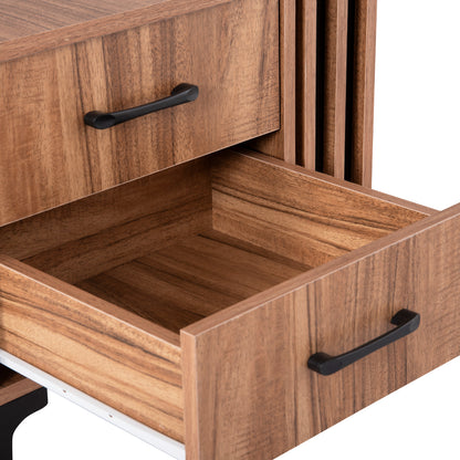 NIGHTSTAND SERIES HARRY HM2487.01 MELAMINE IN NATURAL WOOD COLOR-BLACK 55x43x48Hcm.