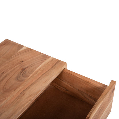 NIGHTSTAND WITH 2 DRAWERS ALICIA HM8360.11 ACACIA WOOD IN NATURAL COLOR 45x35x56Hcm.