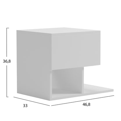 BEDSIDE NIGHTSTAND CASPIAN HM9071.11 MELAMINE IN WHITE 46.8x33x36.8Hcm.