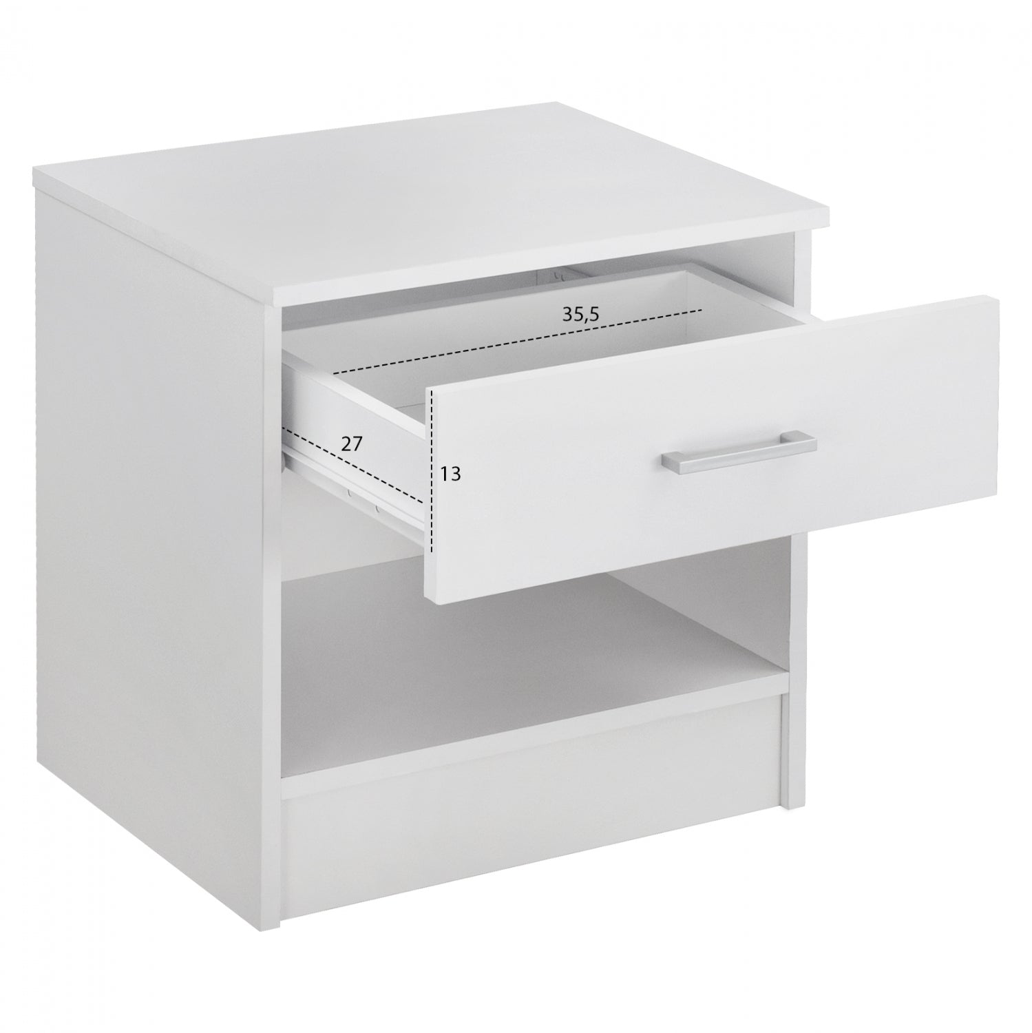 NIGHT STAND WITH 1 DRAWER IN WHITE HM2345.05 45x35,5x47 cm.
