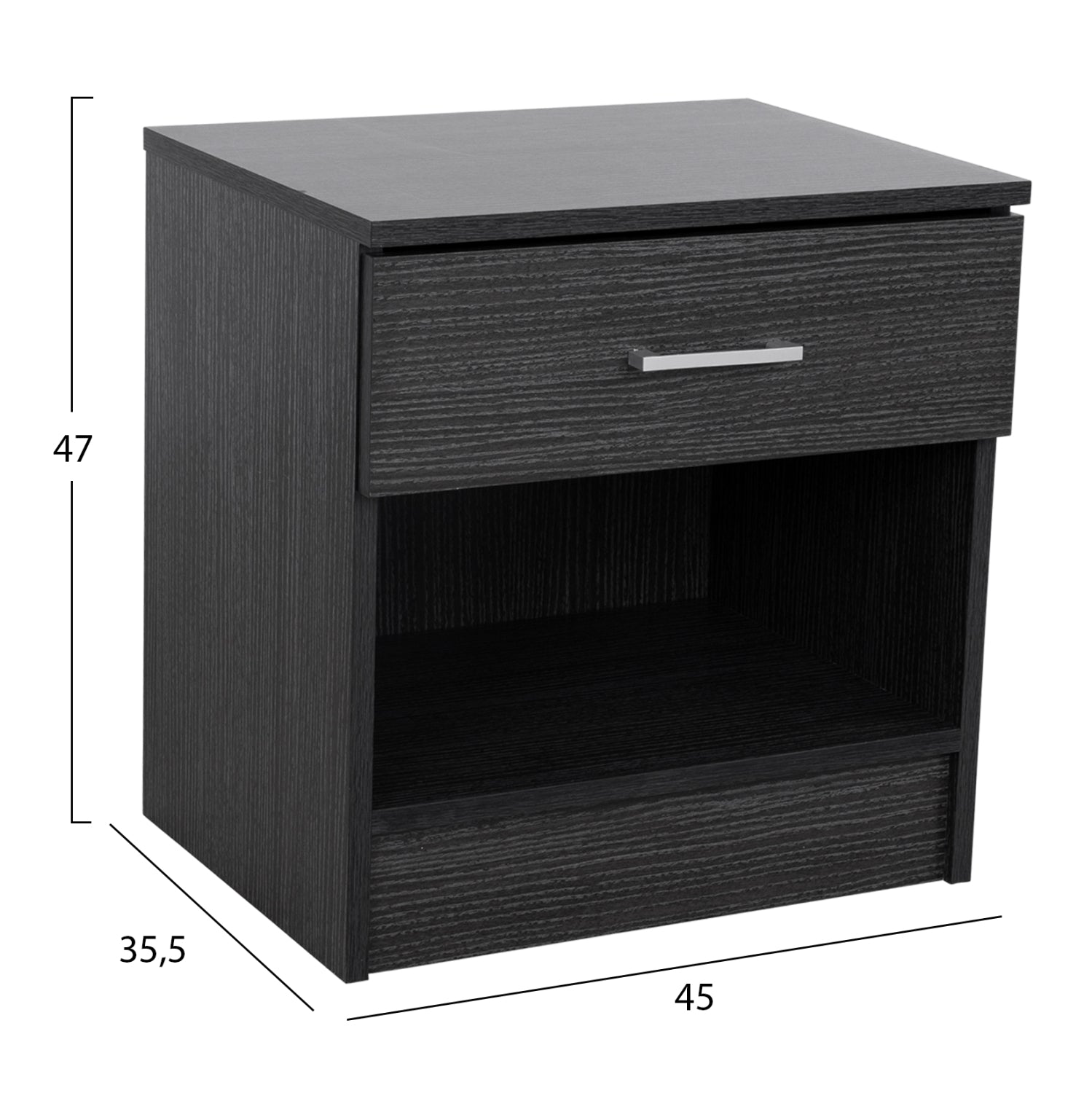 Bedside table with 1 Drawer Zebrano 45x35.5x47cm HM2345.02