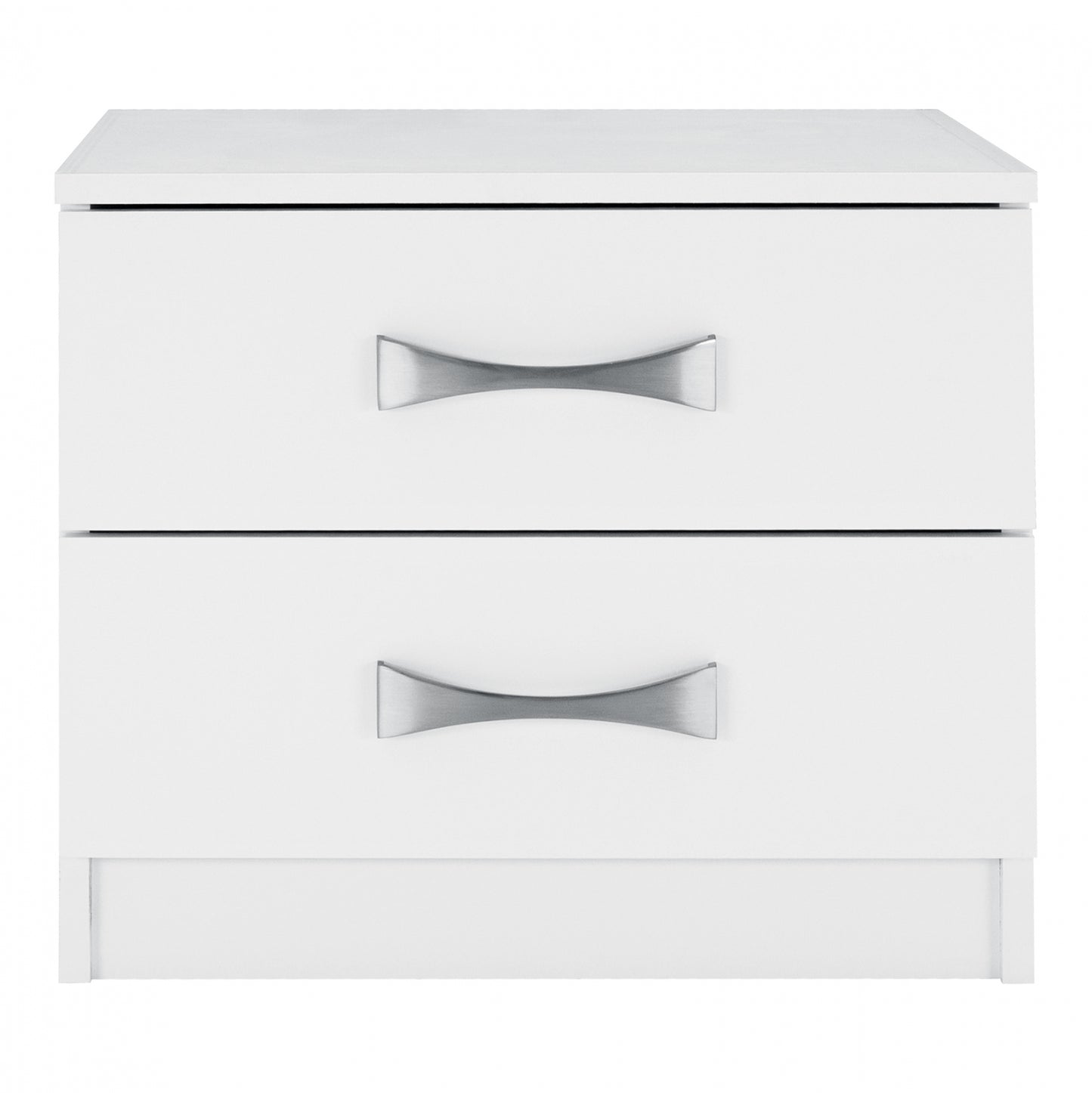 NIGHT STAND WITH 2 DRAWERS AND SILVER HANDLE HM2235.05 ΛΕΥΚΟ 48x40,5x41,5Ycm.