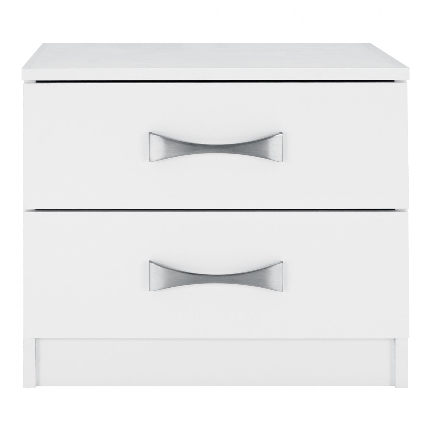 NIGHT STAND WITH 2 DRAWERS AND SILVER HANDLE HM2235.05 ΛΕΥΚΟ 48x40,5x41,5Ycm.